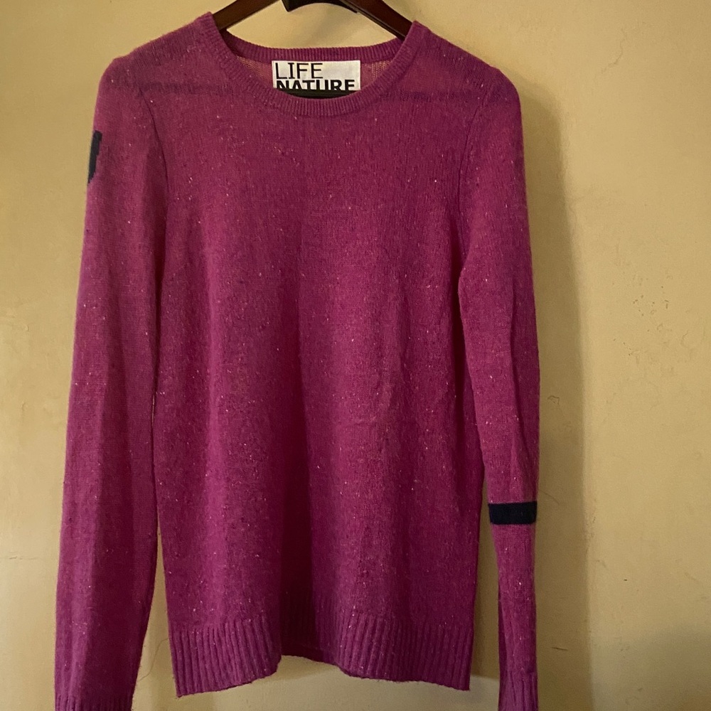 Sz M Free City 100% Cashmere Women's Fuschia Sweater EUC